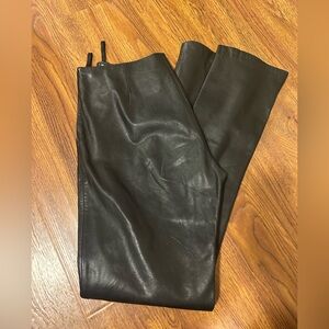 Hugo Buscati Black Straight Leg Leather Pants